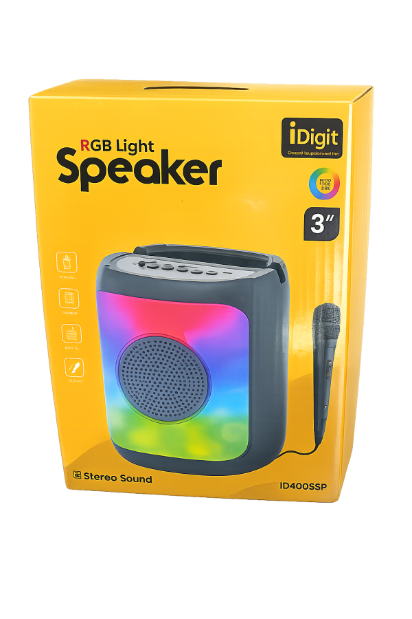 مكبر صوت iDigit المحمول مزود بإضاءة RGB وميكروفون سلكي