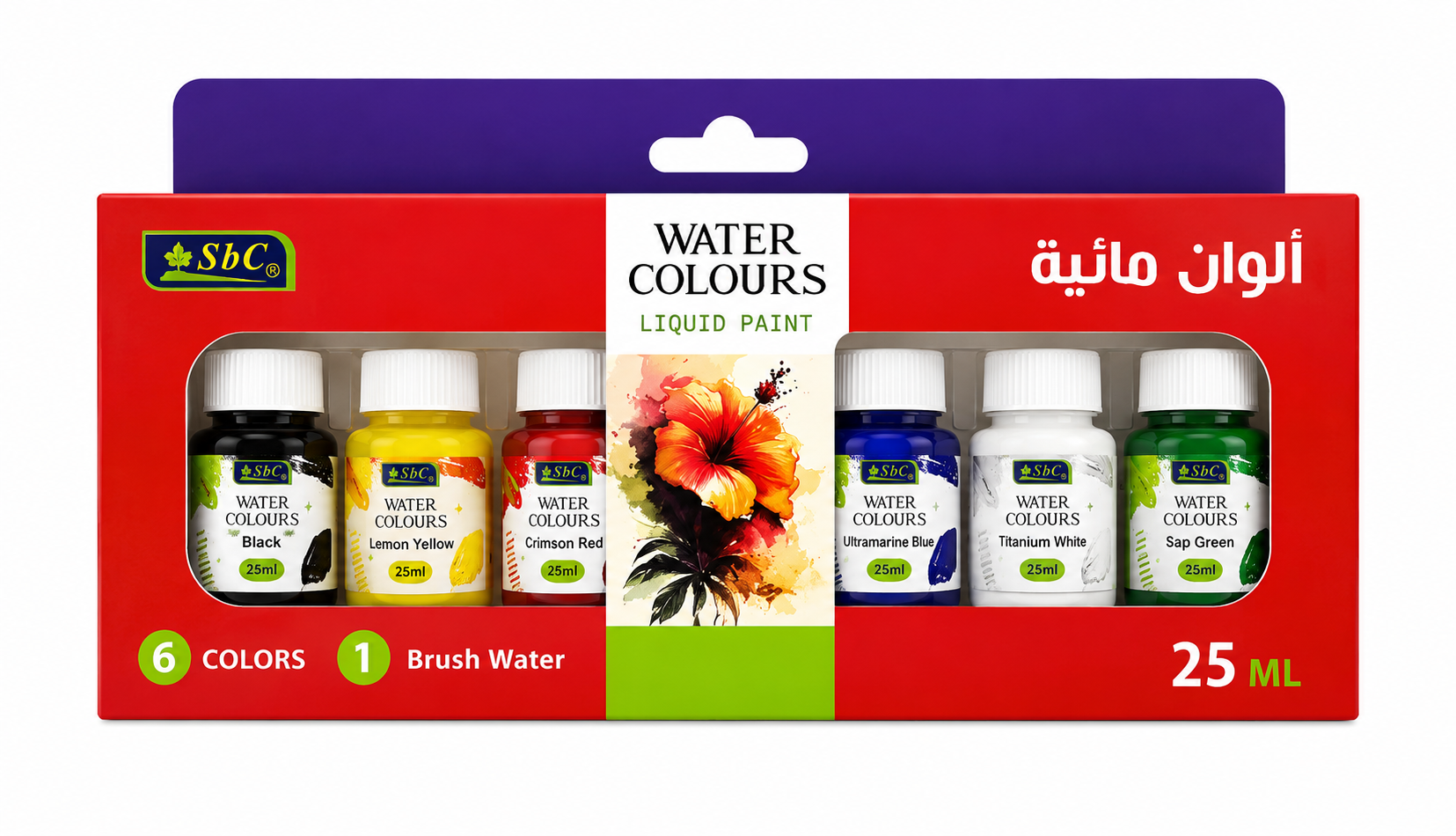 الوان مائية 25 مل 6لون SBC