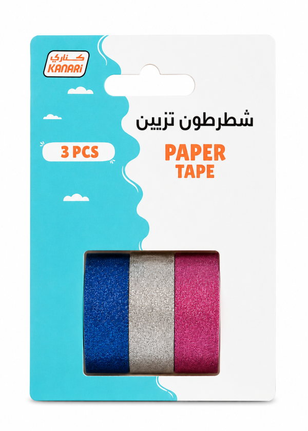 شريط لاصق ملون فسفوري لتزين بعدة الوان   3 قطع