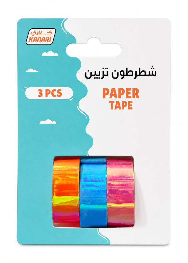 شريط لاصق ملون فسفوري لتزين بعدة الوان   5 قطع