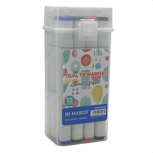 الوان ماركر 12 لون راسين  MASCO
