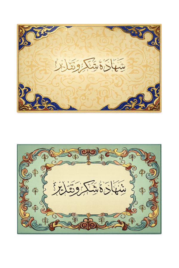 غلاف شهادة شكر ورقي